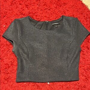 Express Shimmer Black Crop Top